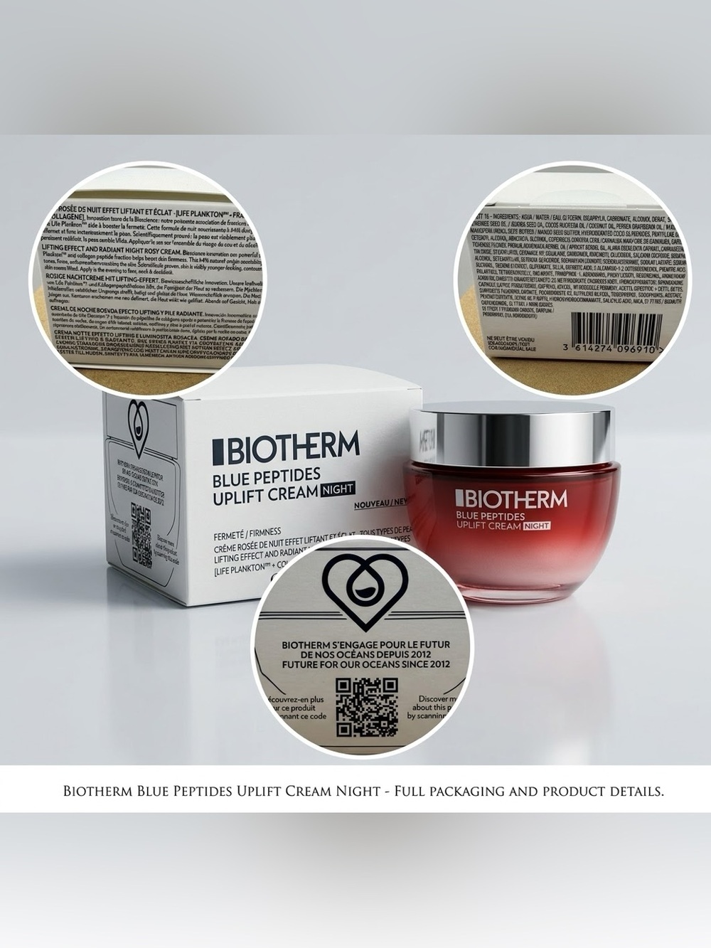 NIB Biotherm Blue Peptides Uplift Night Cream Travel Size 15ml .50 oz